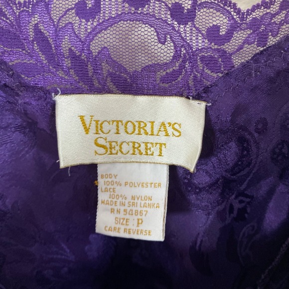 Vintage Gold Label Victoria Secret Slip Dress Purple XS Lace Feminine Floral - Picture 7 of 7